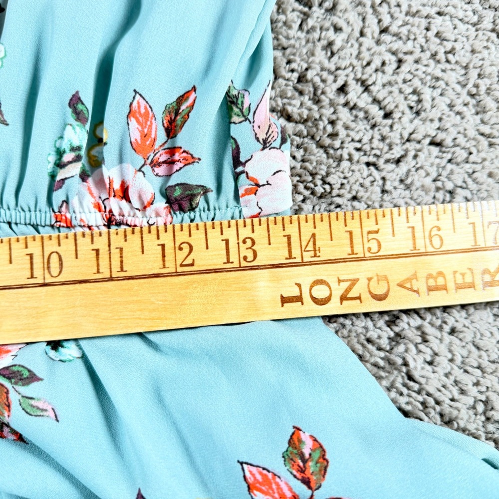 Sage Green Floral Handkerchief Midi Dress Large garden party fairy Cottagecore - Picture 9 of 10